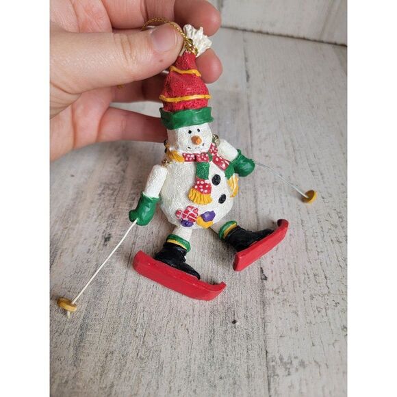 Unique glitter dangling skiing snowman ornament Xmas - Picture 2 of 7